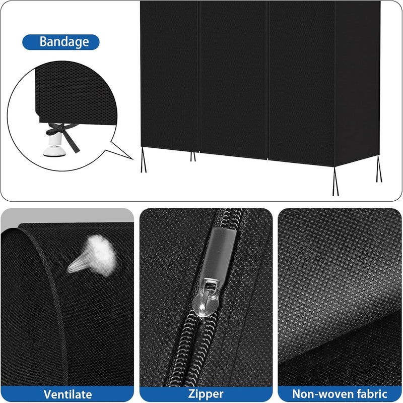 Zilink 72" Garment Rack Cover Dustproof Breathable Clothes Rack Cover Large Garment Bags Protector Cothing Rack with Cover with 2 Durable Zippers for Garment Rack, Black, (Rack Not Included) - Image 3